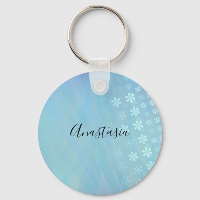 Cool, Amazing, Blue whit your name Key Ring (Front)