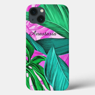 Cool, Amazing, fluorescent tropical palm iPhone 13 Case
