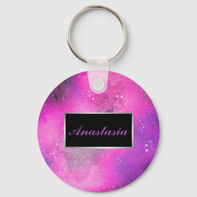 Cool, Amazing, Galaxy whit your name Key Ring (Front)
