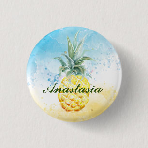 Cool, Amazing, Pineapples whit name 3 Cm Round Badge