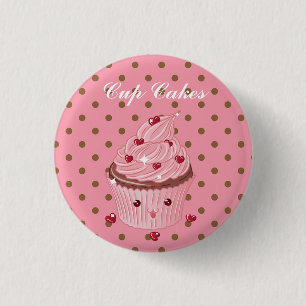 Cool, Amazing Pink Cup Cakes 3 Cm Round Badge