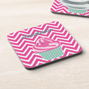 Cool, Amazing, Pink Cupcakes whit your name Coaster
