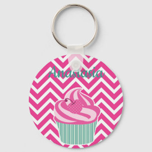 Cool, Amazing, Pink Cupcakes whit your name  Key Ring