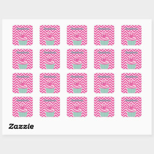 Cool, Amazing, Pink Cupcakes whit your name Square Sticker
