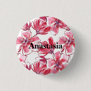 Cool, Amazing Pink Flowers Beverage 3 Cm Round Badge