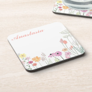 Cool, Amazing, Pink Flowers whit your name Coaster
