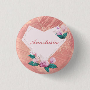 Cool, Amazing, Pink Heart whit name 3 Cm Round Badge