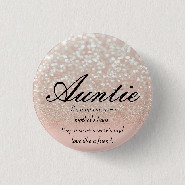 Cool, Amazing, Pink Sparkly Auntie  3 Cm Round Badge (Front)