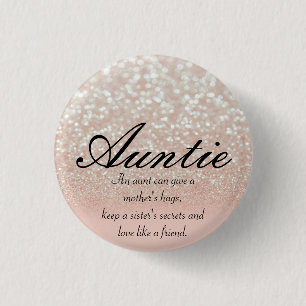 Cool, Amazing, Pink Sparkly Auntie  3 Cm Round Badge