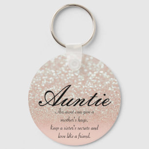Cool, Amazing, Pink Sparkly Auntie Key Ring