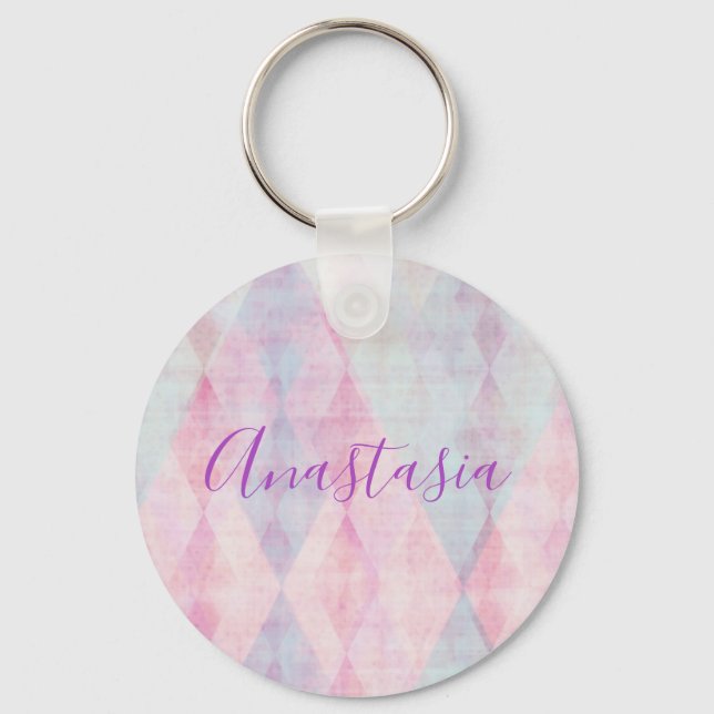 Cool, Amazing, Pink whit your name Key Ring (Front)