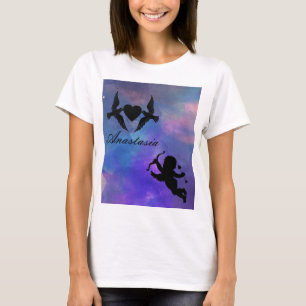Cool, Amazing, purple birds whit heart and cupid T-Shirt