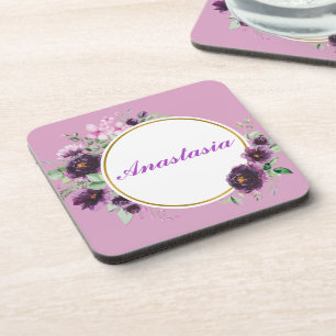 Cool, Amazing, Purple Flowers whit name Coaster