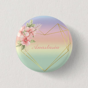 Cool, Amazing, Rainbow Heart whit your name 3 Cm Round Badge
