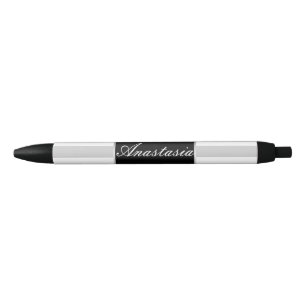 Cool, Amazing, Silver Stripes whit your name Black Ink Pen
