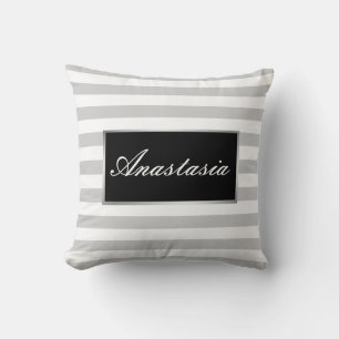 Cool, Amazing, Silver Stripes whit your name Cushion