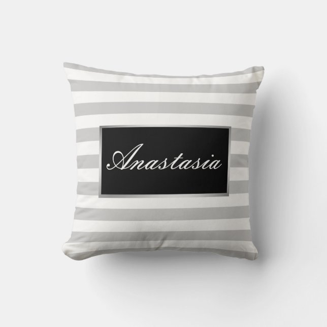 Cool, Amazing, Silver Stripes whit your name Cushion (Front)
