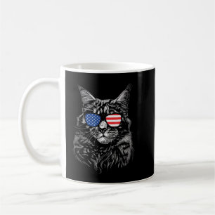 Cool American Cat - USA America Flag Firework 4th  Coffee Mug