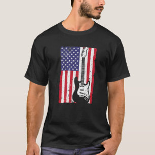Cool American Flag Guitar For Men Women Guitarist T-Shirt