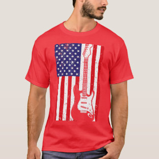 Cool American Flag Guitar For Men Women Guitarist T-Shirt