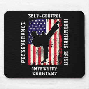 Cool American Flag Taekwondo Gift _ Tae Kwon Do Mouse Pad