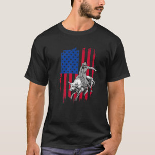 Cool American Rodeo Bull Rider Design Men Women Bo T-Shirt