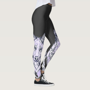 Cool Amethyst White Wolf Leggings