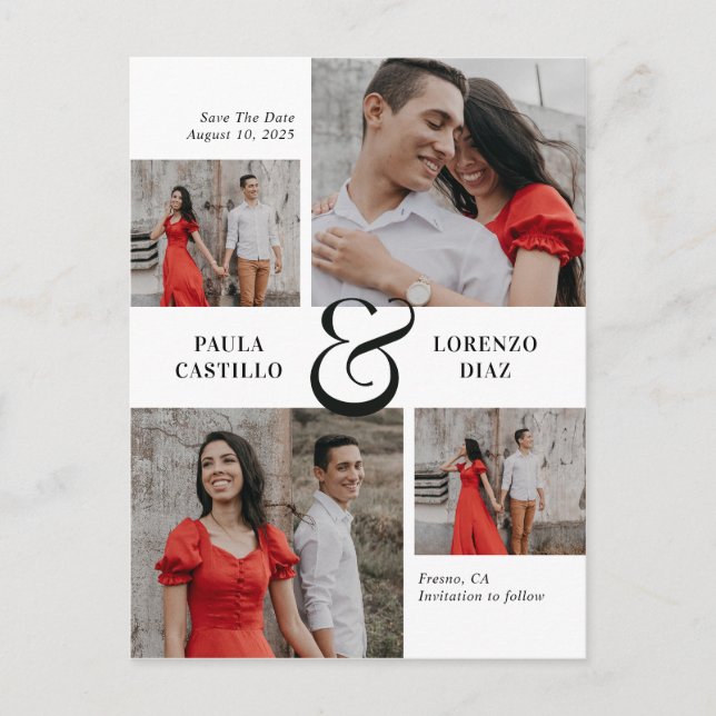 Cool Ampersand Custom Colour Save The Date Postcar Postcard (Front)