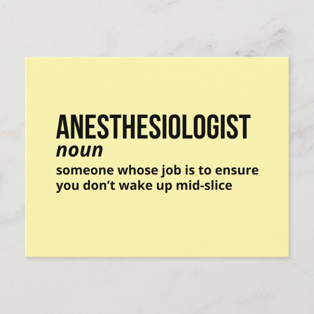 Cool Anaesthesiologist Definition Postcard (Front)