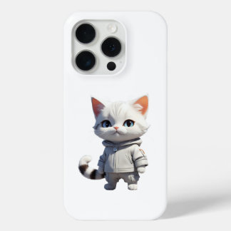 Cool and Adorable Cat Illustration iPhone 15 Pro Case