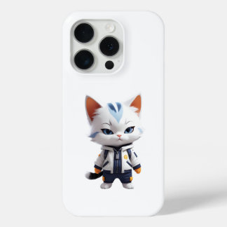 Cool and Adorable Cat Illustration iPhone 15 Pro Case