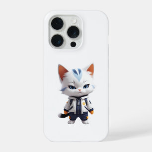 Cool and Adorable Cat Illustration iPhone 15 Pro Case