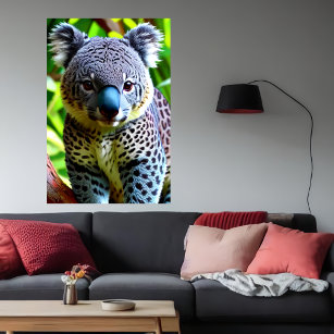 Cool and adorable Hybrid Jaguar Koala   AI Art Poster