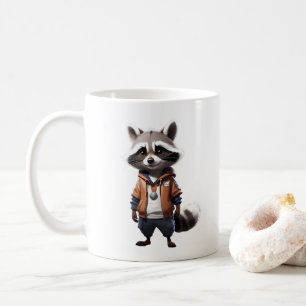 Cool and Adorable Racoon Illustration Coffee Mug