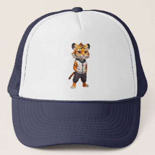 Cool and Adorable Tiger Illustration Trucker Hat