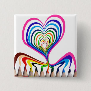 cool and beautiful Hand painted hearts with colour 15 Cm Square Badge