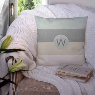 Cool and Calming Stripes Pattern with Monogram Cushion