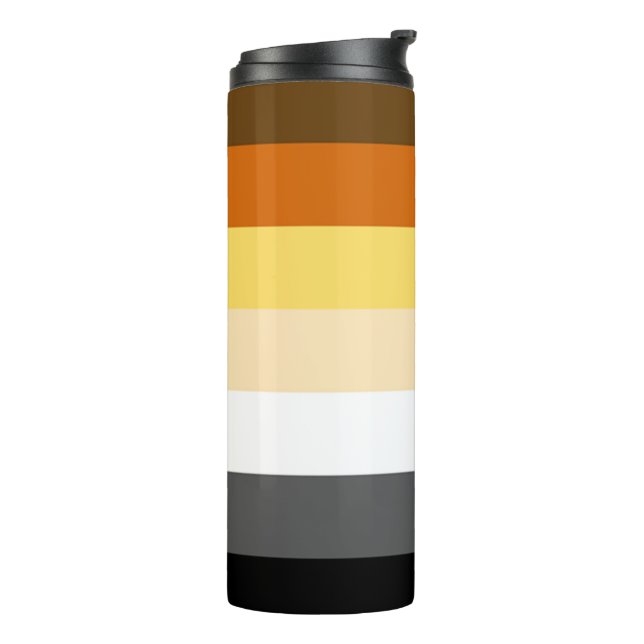 Cool and Classic Gay Bears Pride Flag Thermal Tumbler (Rotated Left)