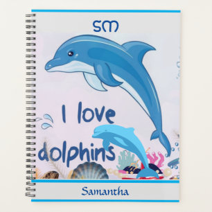 Cool and Colorful l Love Dolphins Quotes Name  Planner