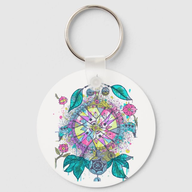 Cool and colourful dreamcatcher key ring (Front)