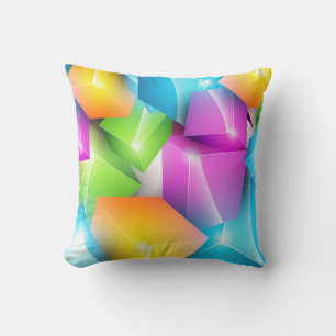 Cool and Colourful Group of 3-D Cubes Cushion