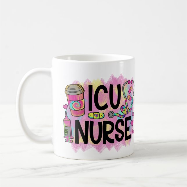 Cool and Colourful ICU Nurse Large  Coffee Mug (Left)