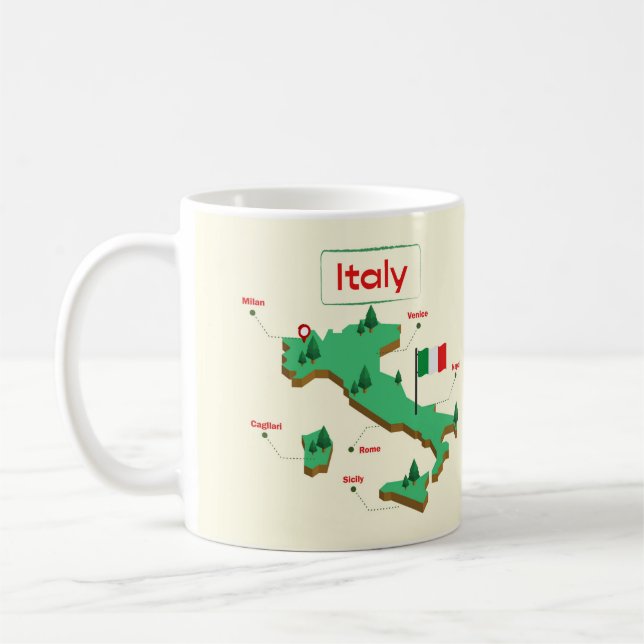 Cool and Colourful Italy Map Coffee Mug (Left)