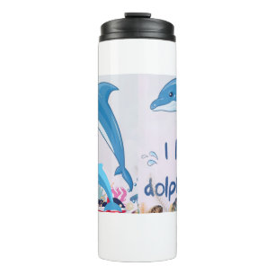 Cool and Colourful l Love Dolphins Quotes Name Thermal Tumbler
