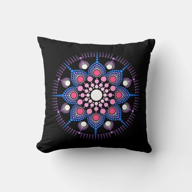 Cool and Colourful Mandala Pattern Cushion (Front)