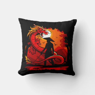 Cool and Colourful Samurai Warrior with Dragon Cushion