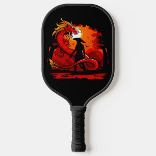 Cool and Colourful Samurai Warrior with Dragon Pickleball Paddle