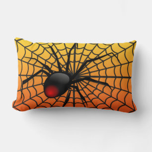 Cool and Creepy 3D spider on web Halloween Lumbar Cushion