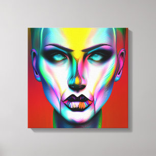 Cool and Creepy Colourful Androgynous Robot Canvas Print