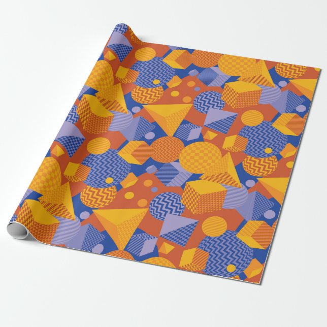 Cool and fun geometric seamless pattern wrapping paper (Unrolled)